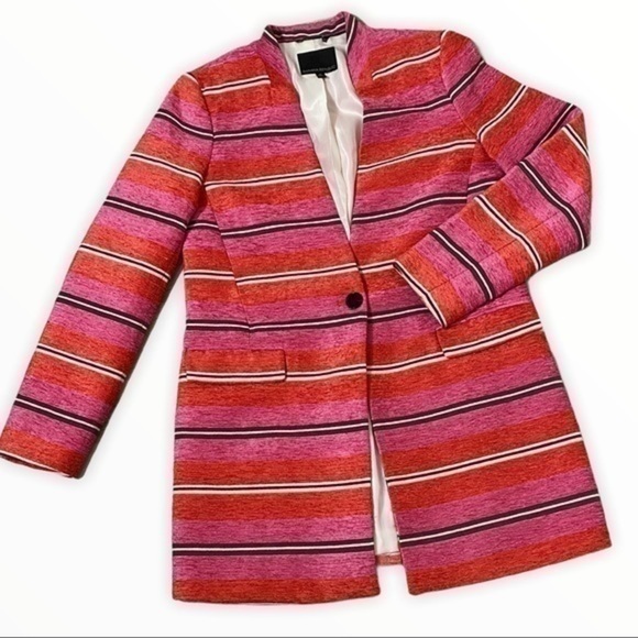 Banana Republic fuchsia orange stripe Adrianne Naval collaboration - Picture 16 of 17